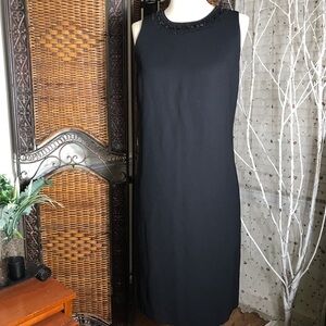 Talbots Black Beaded Neck Midi Dress